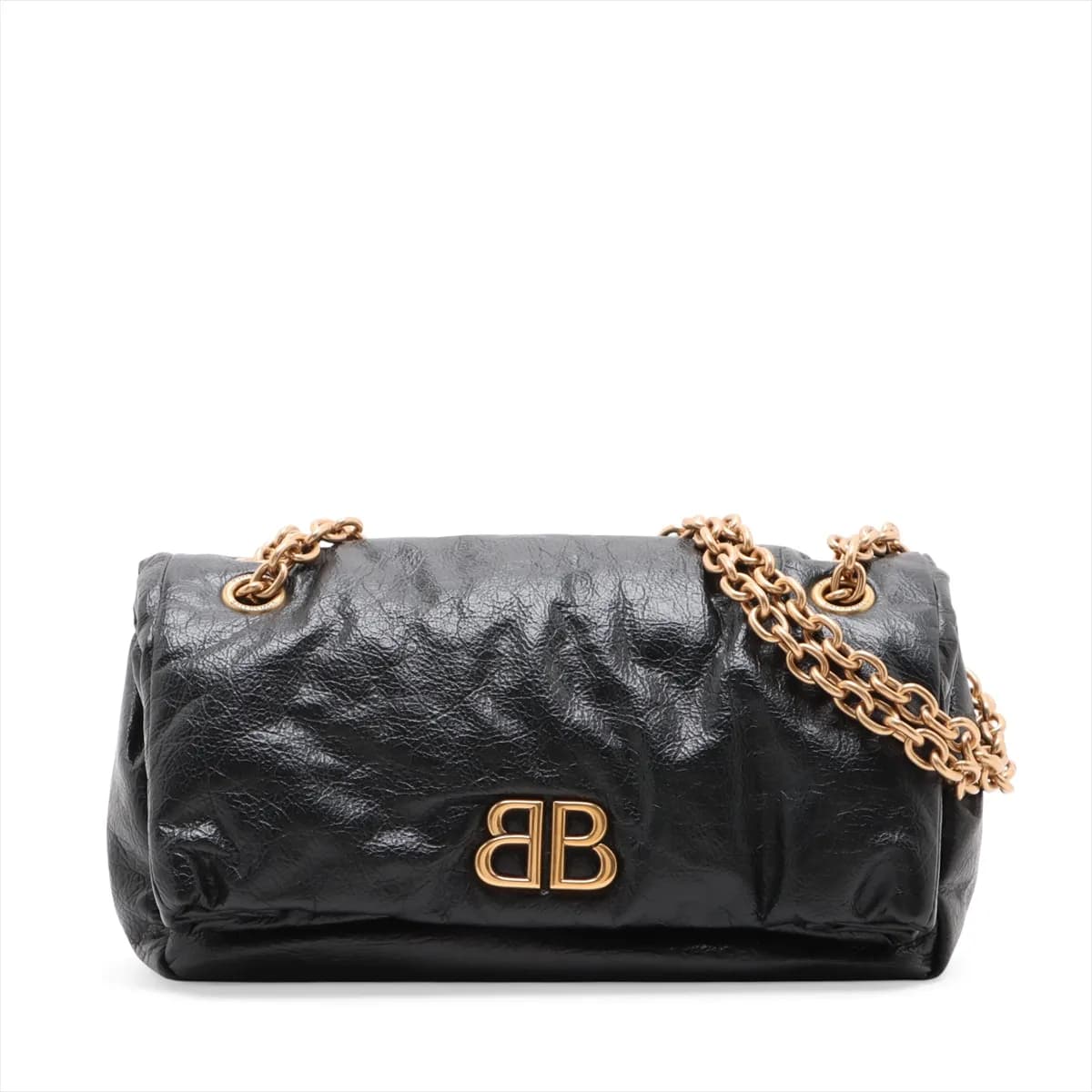 Balenciaga Monaco Leather Chain Shoulder Bag in Black