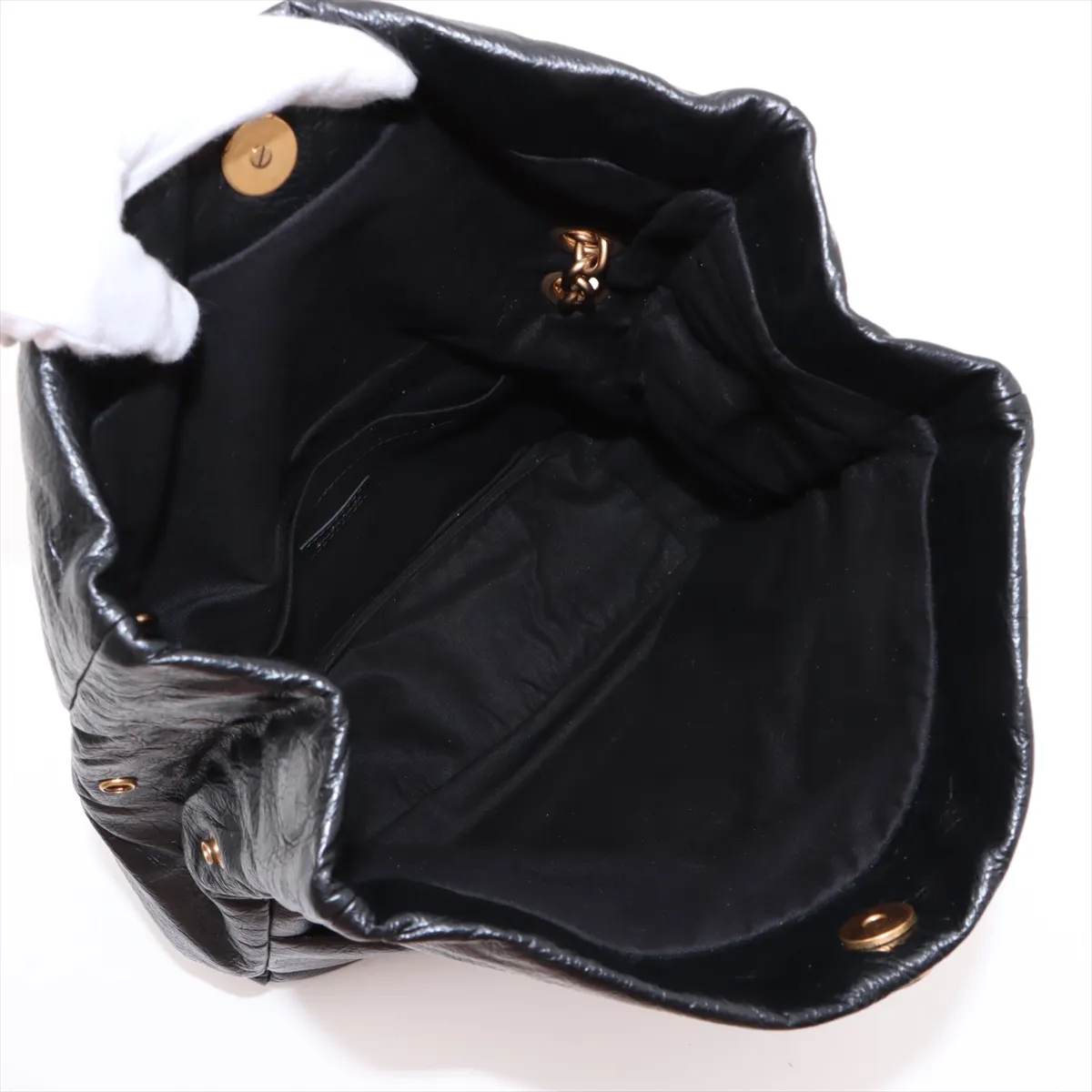 Monaco Leather Chain Shoulder Bag in Black