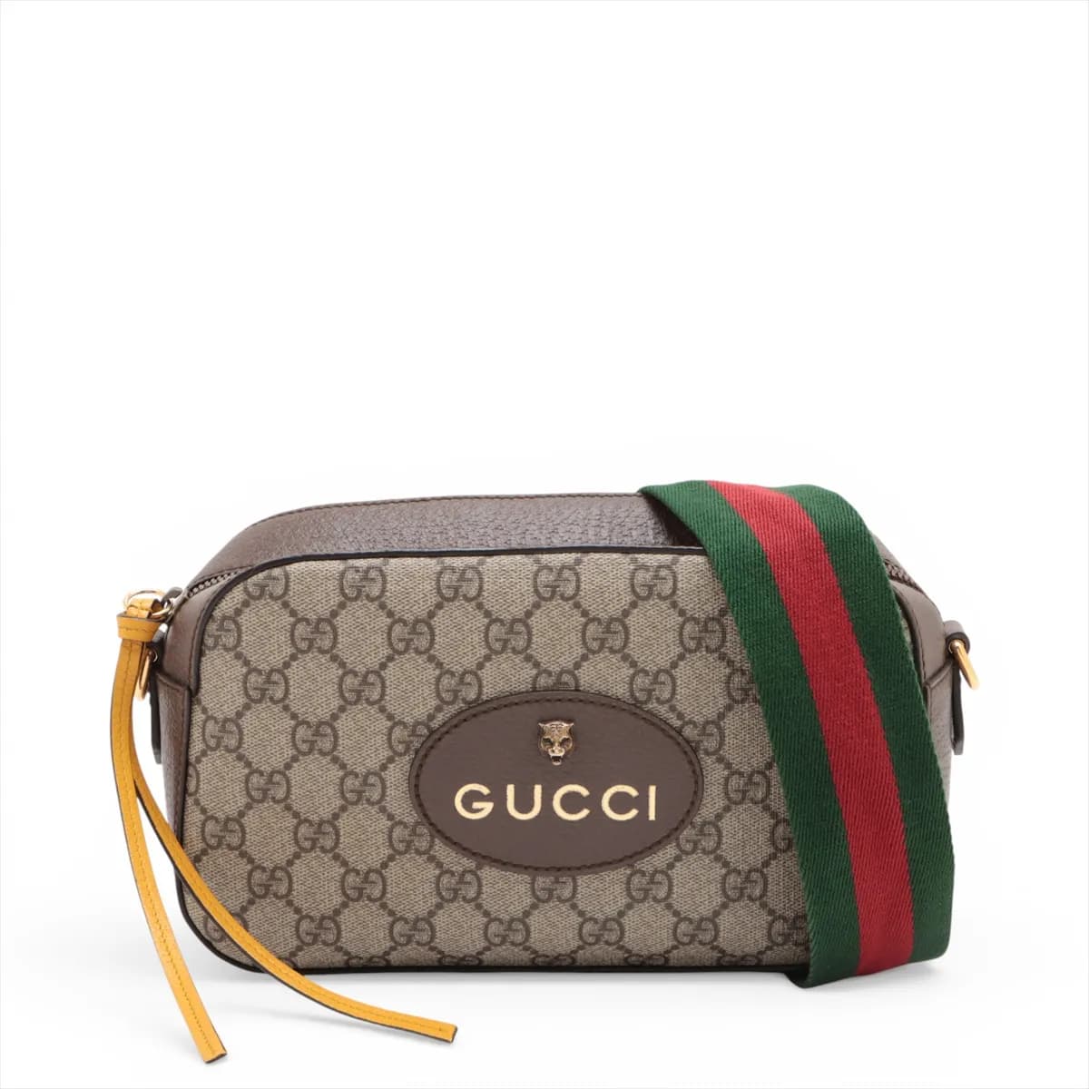 Gucci GG Supreme Tiger Head Shoulder Bag in Brown