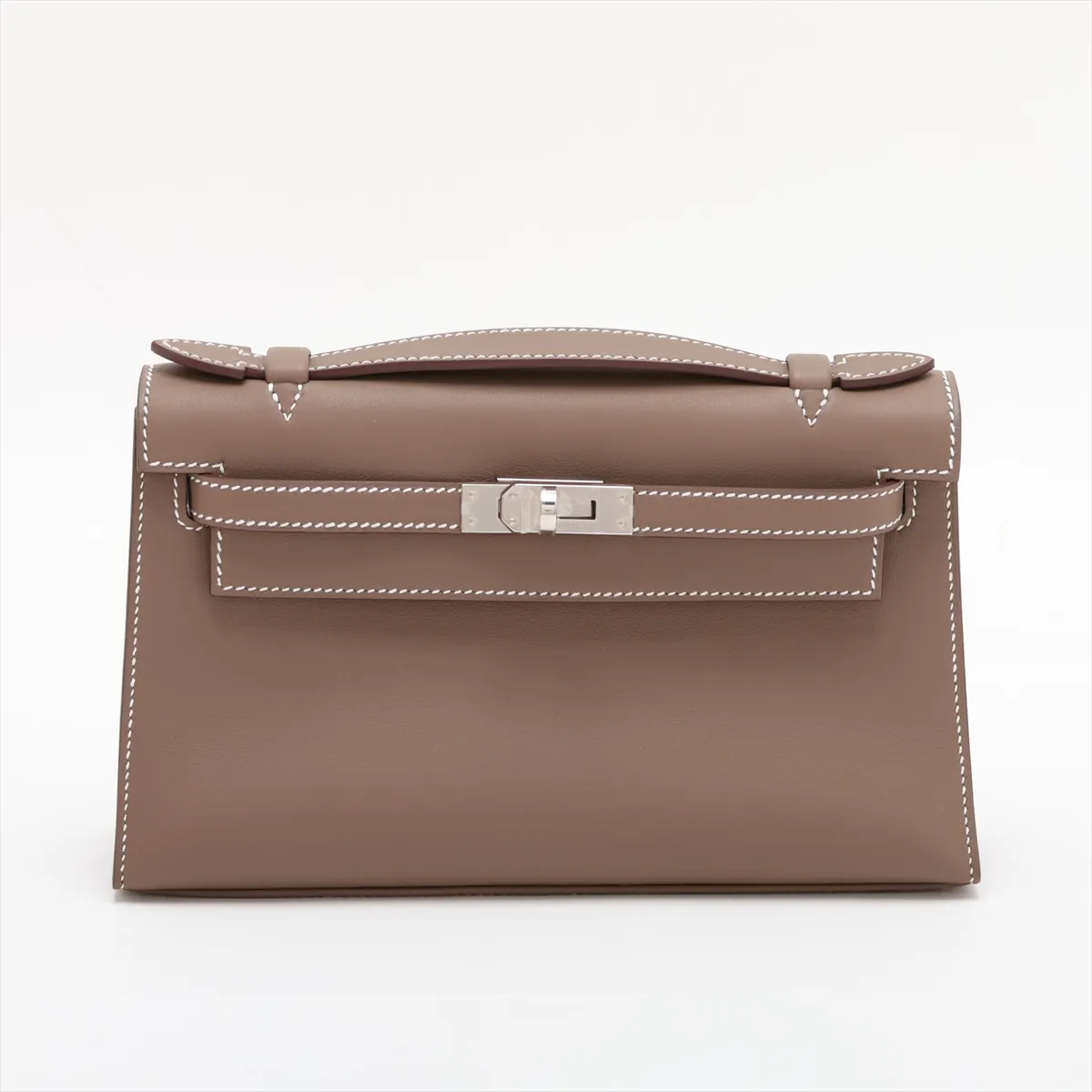 Hermès Kelly Pochette in Etoupe Swift Leather