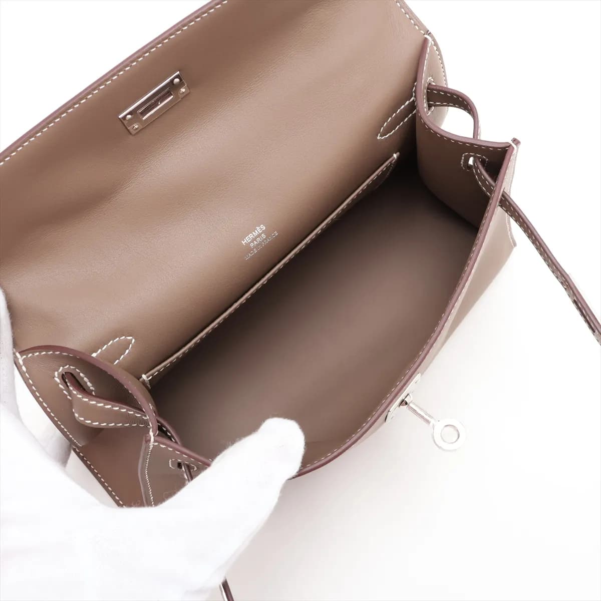 Kelly Pochette in Etoupe Swift Leather