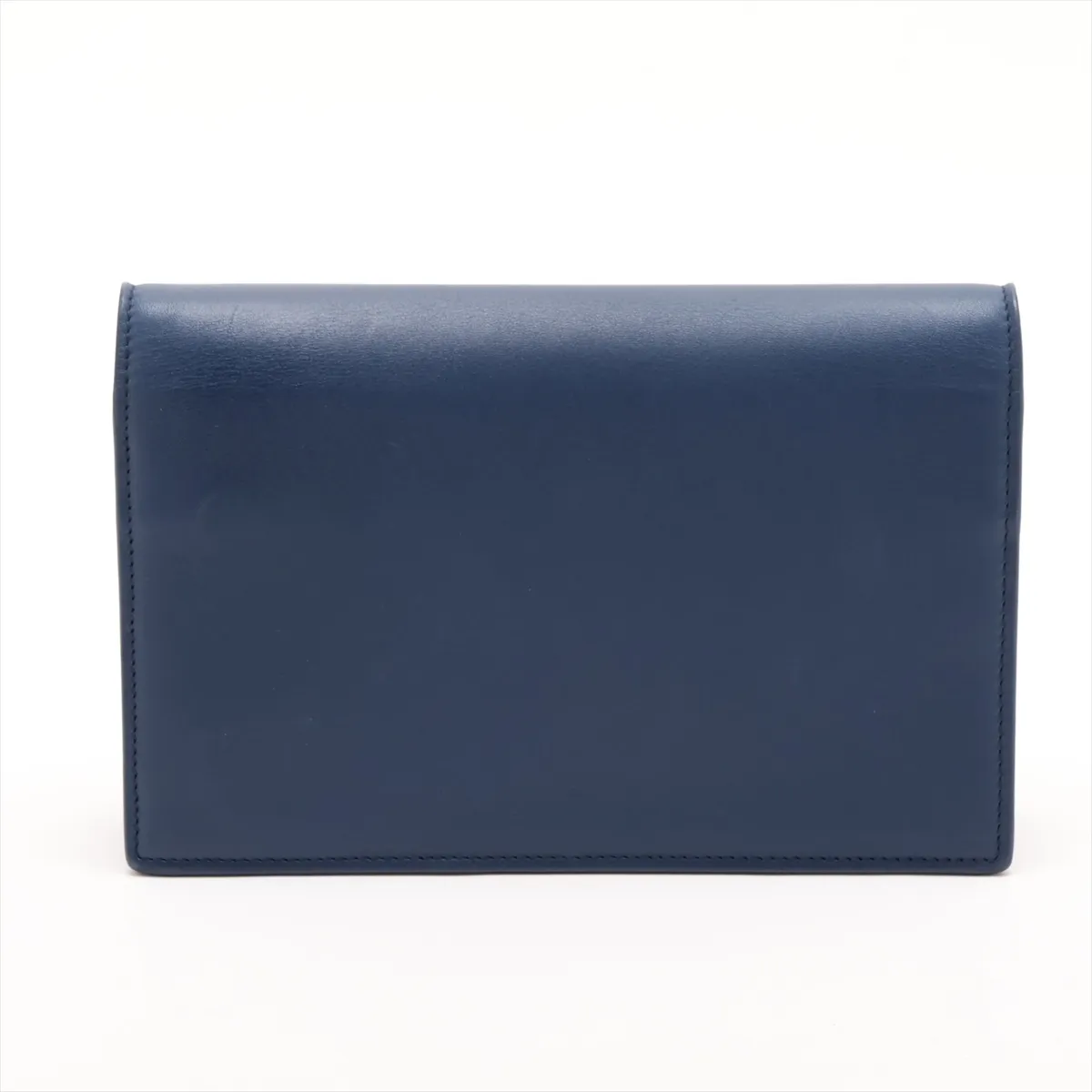 Kate Leather Chain Wallet in Navy Blue