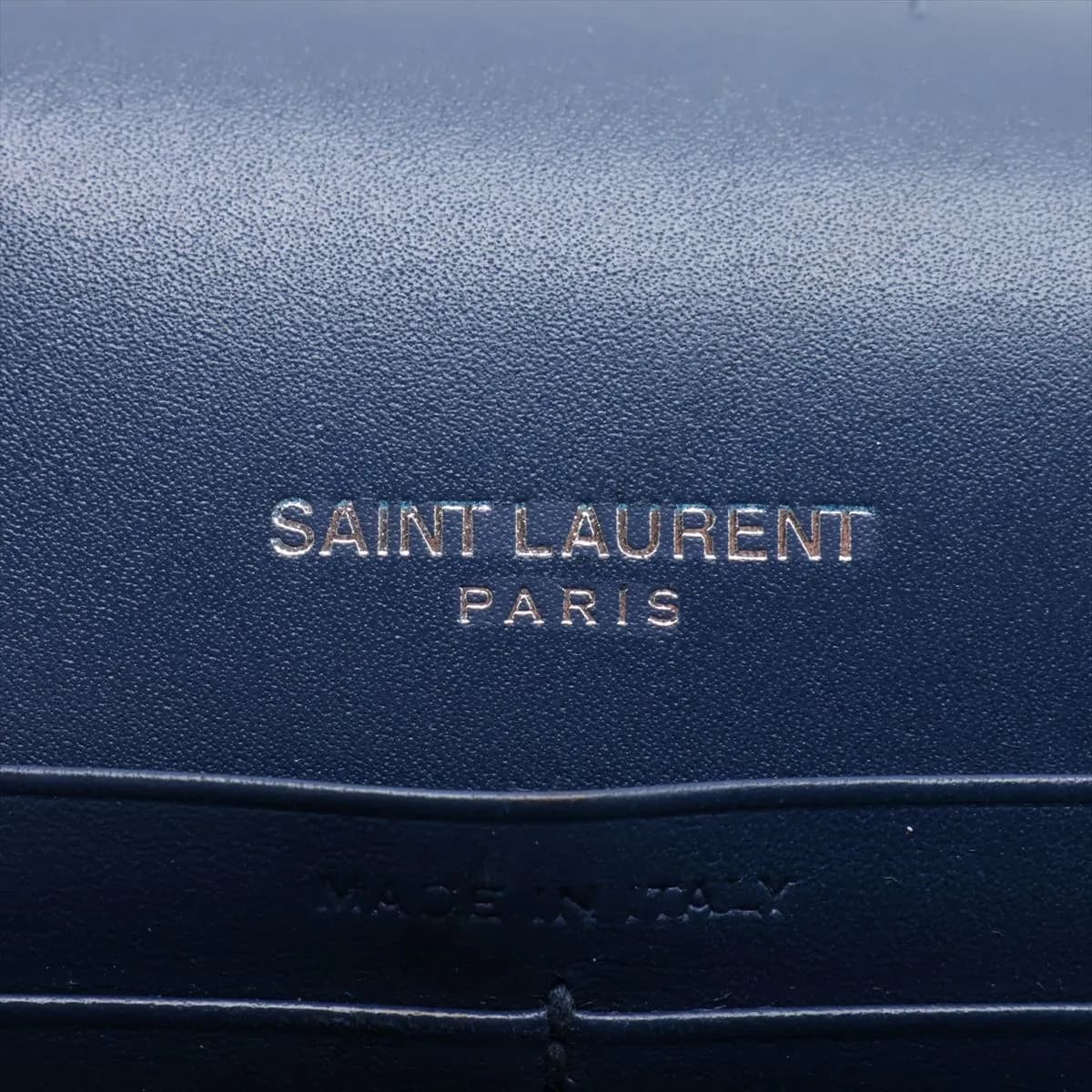 Kate Leather Chain Wallet in Navy Blue